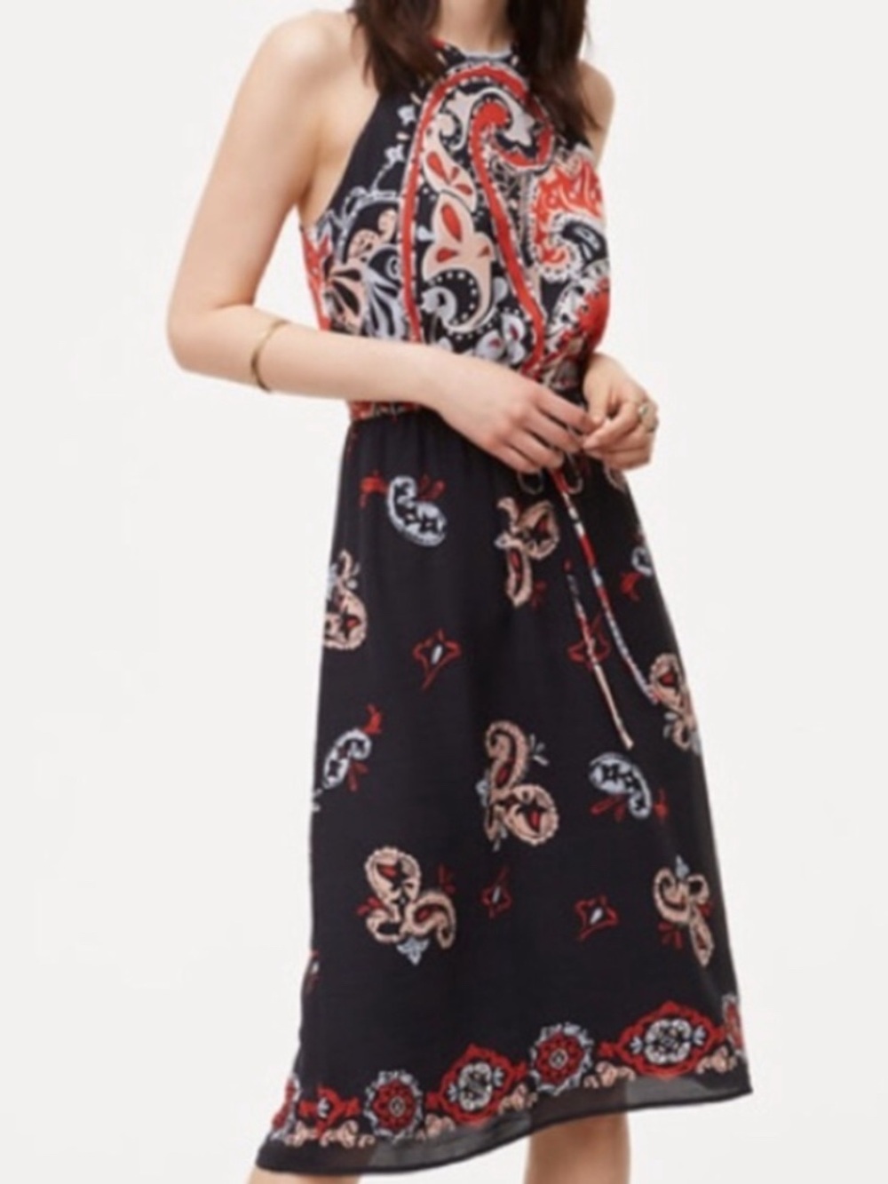 Ann Taylor Loft Sunset Halter Midi Dress